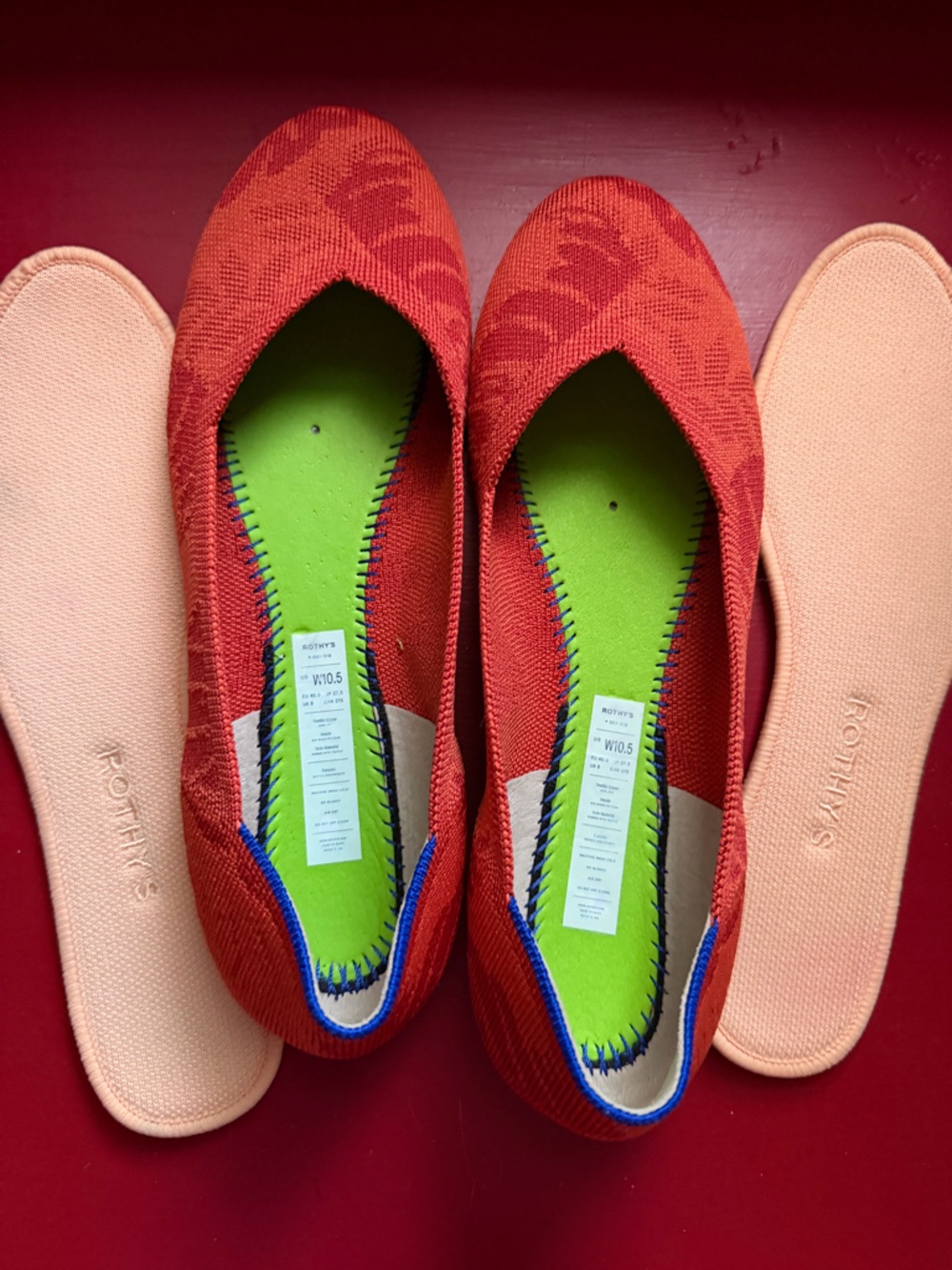 Rothy’s Orange Floral Flats size 10.5